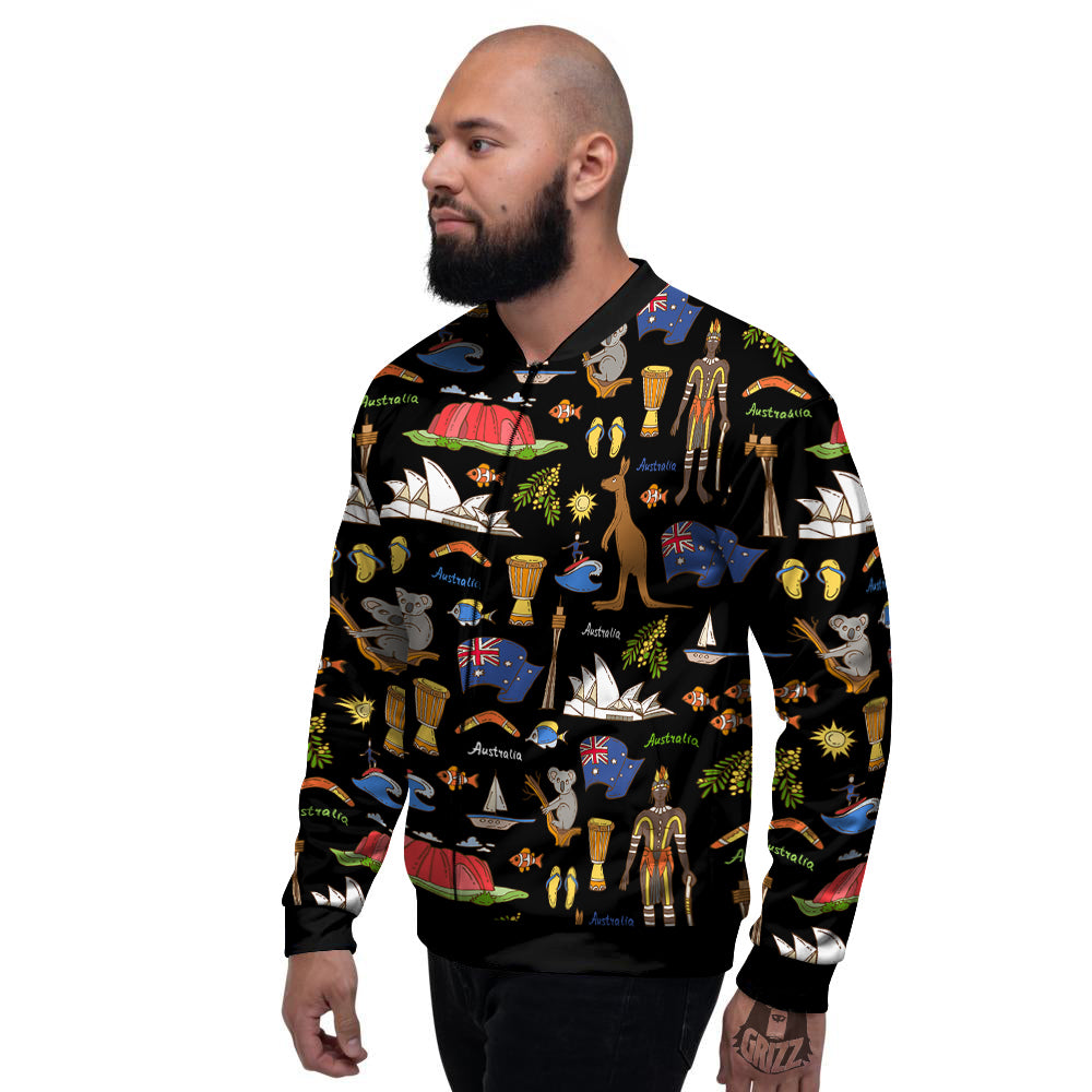 Australia Theme Print Pattern Men's Bomber Jacket-grizzshop