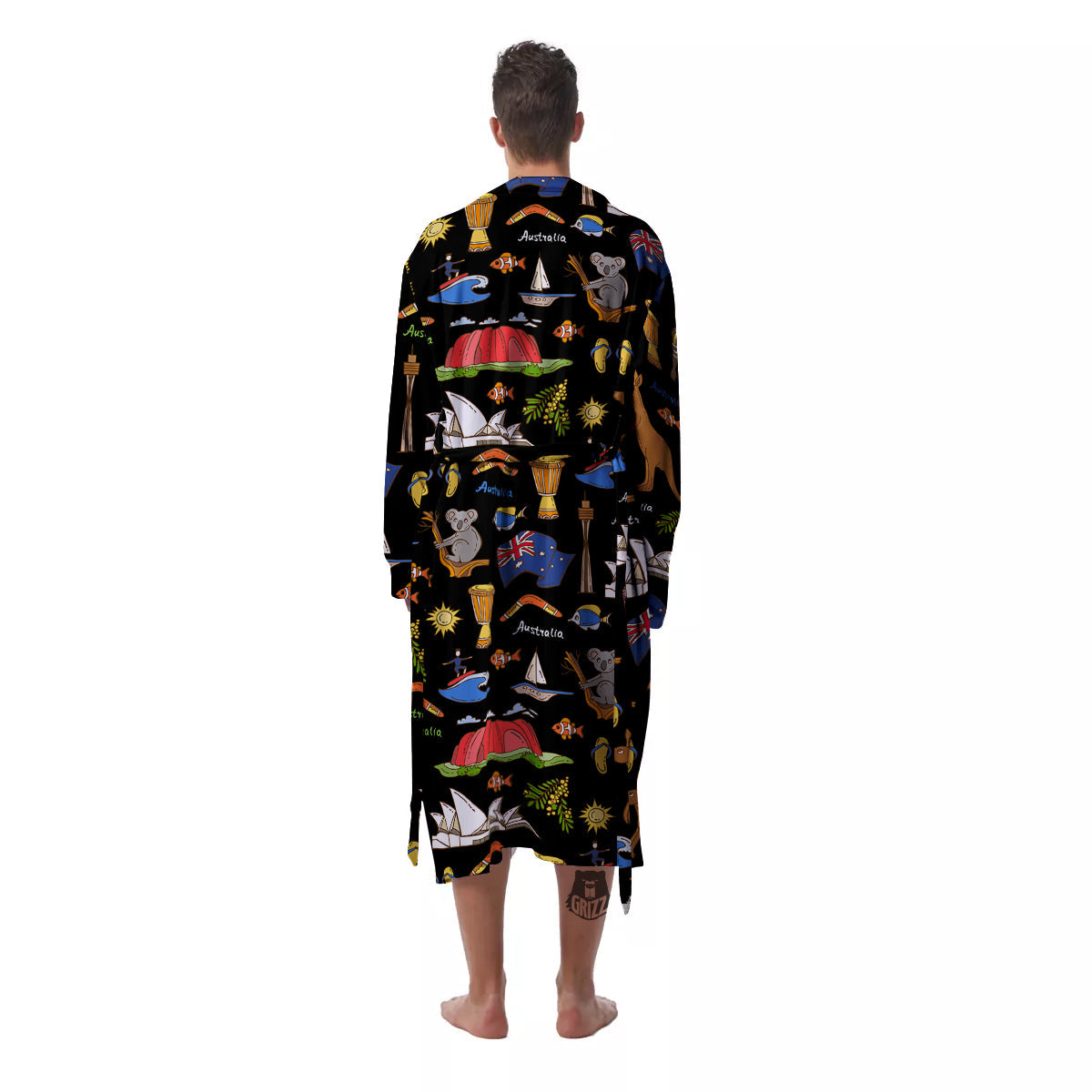 Australia Theme Print Pattern Men's Robe-grizzshop