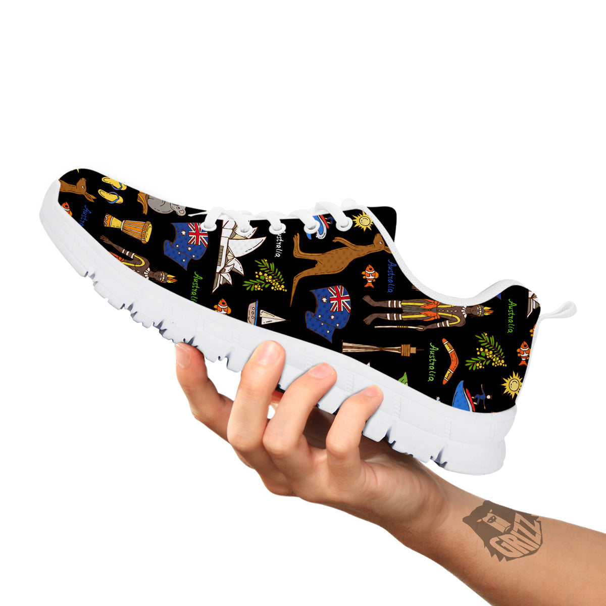 Australia Theme Print Pattern White Sneaker-grizzshop