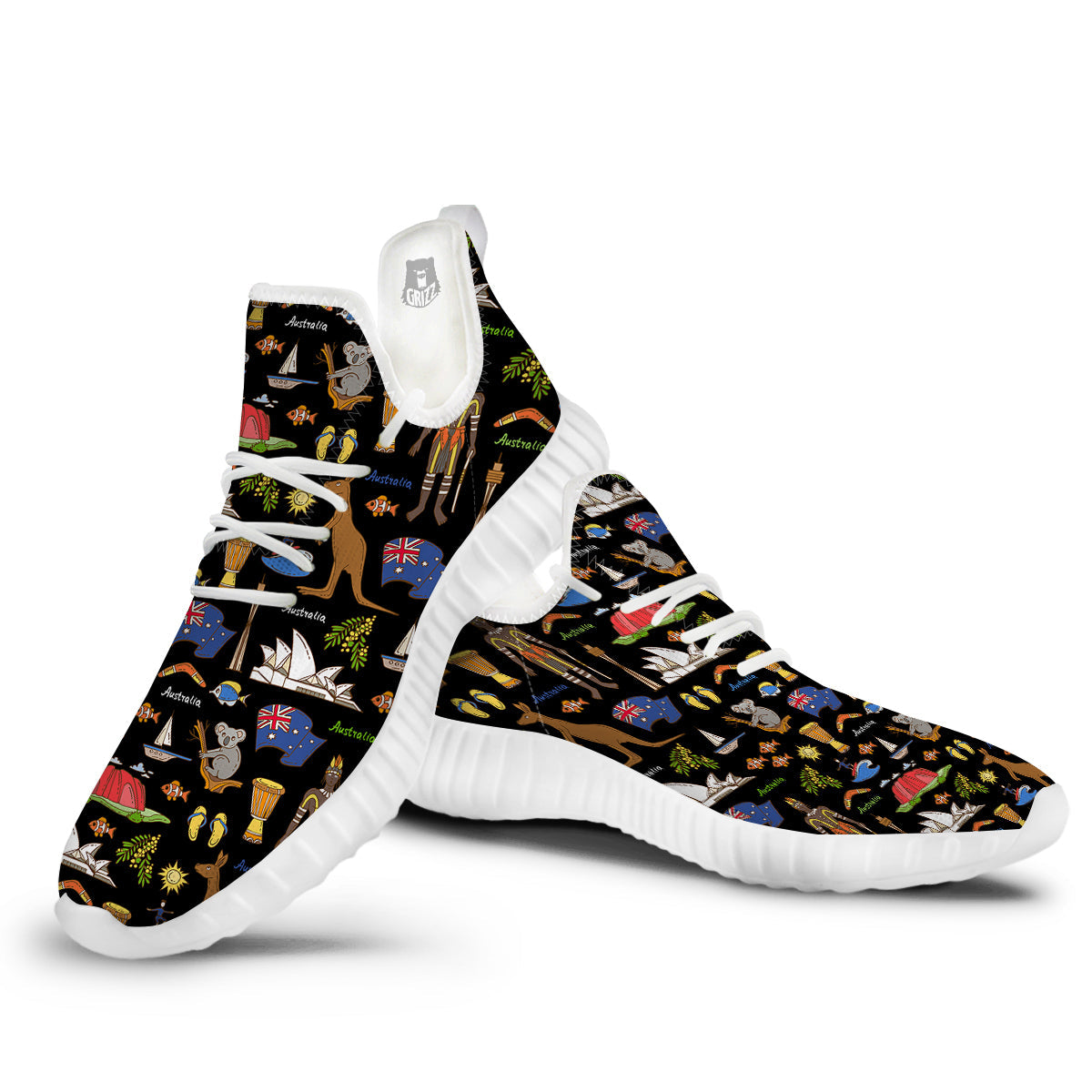 Australia Theme Print Pattern White Walking Shoes-grizzshop