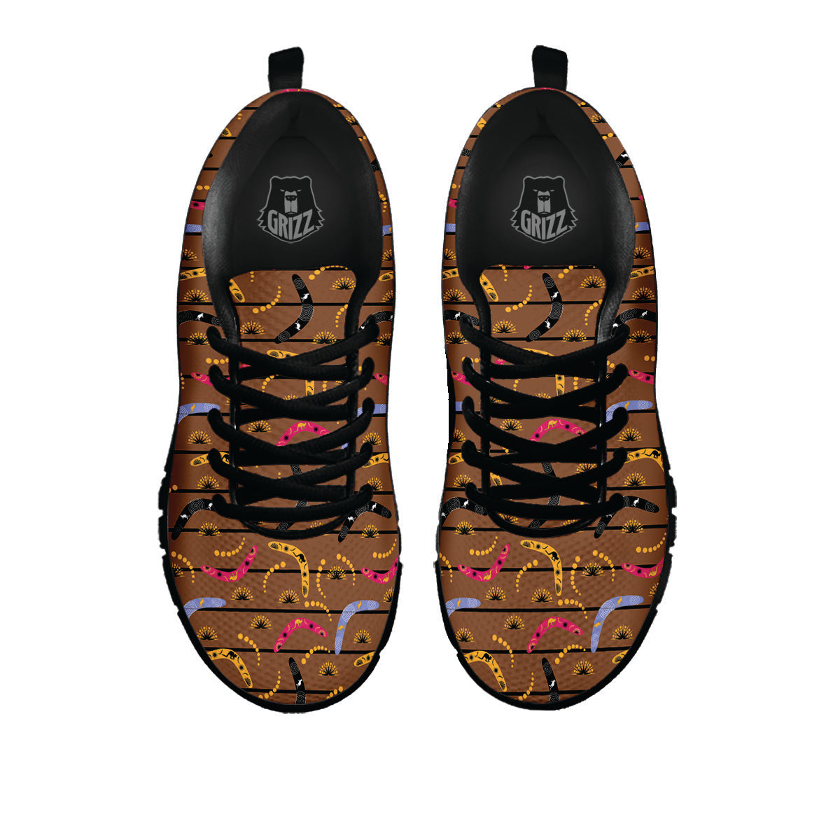 Australian Boomerangs Print Pattern Black Sneaker-grizzshop