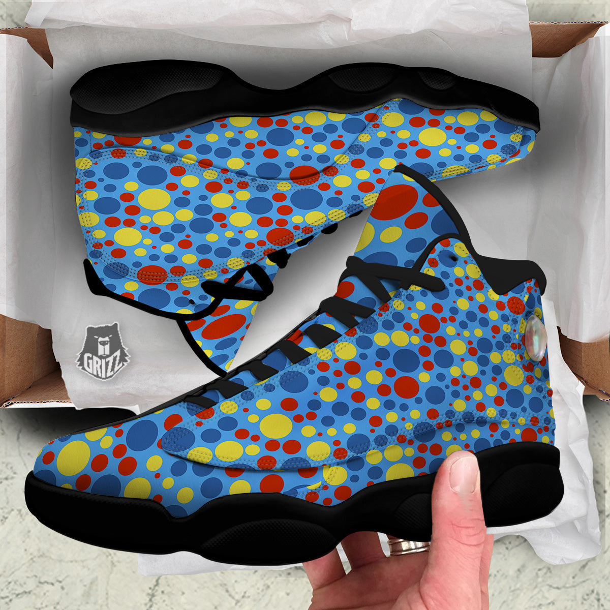 Autism Awareness Dots Color Print Pattern Black Basketball Shoes-grizzshop