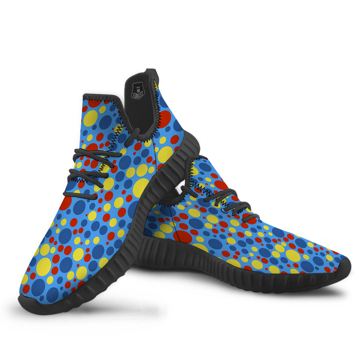 Autism Awareness Dots Color Print Pattern Black Walking Shoes-grizzshop