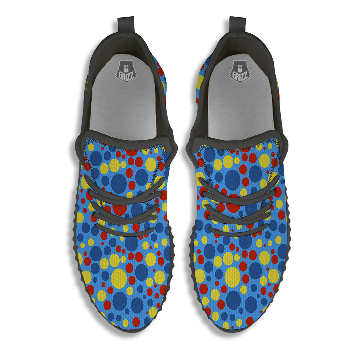 Autism Awareness Dots Color Print Pattern Black Walking Shoes-grizzshop