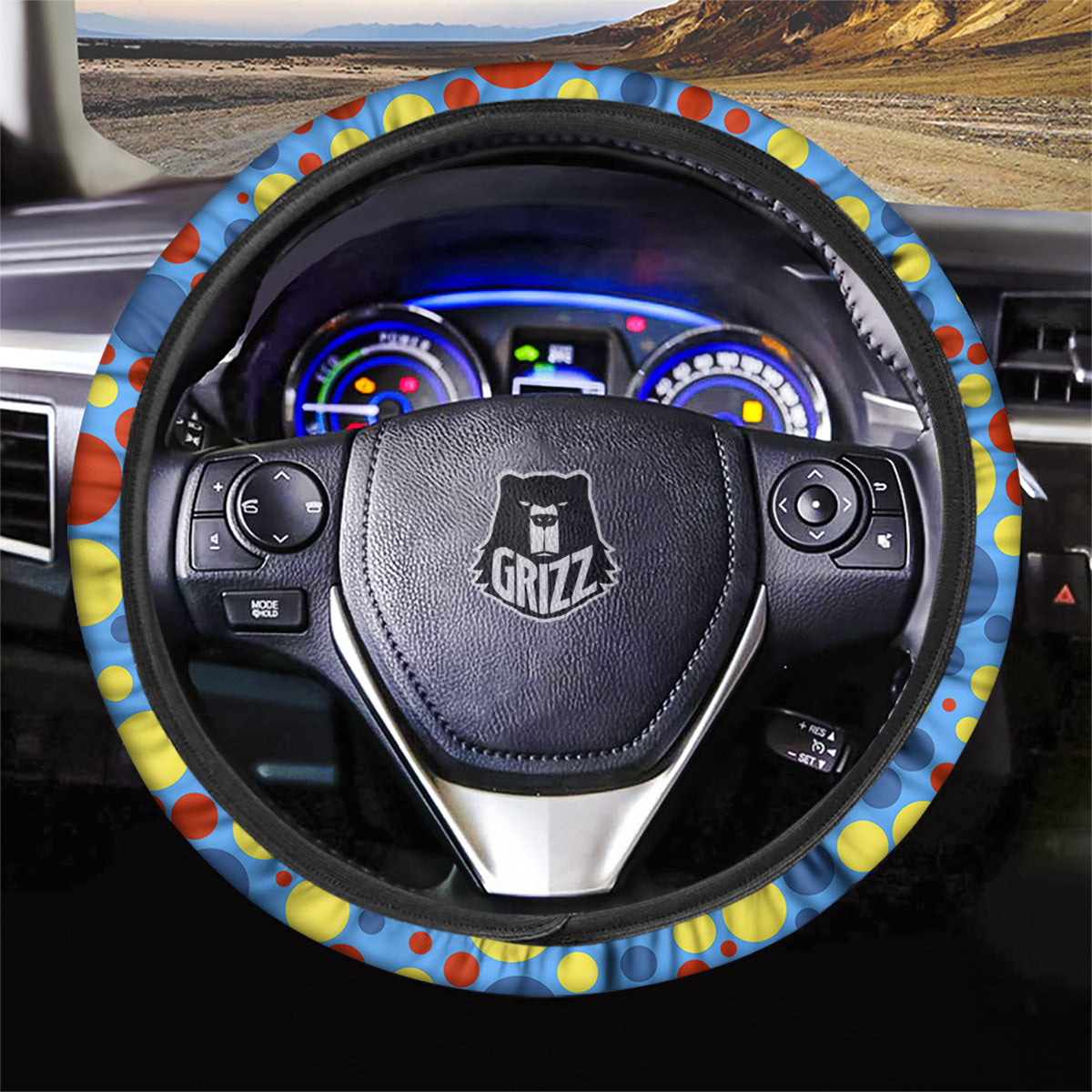 Autism Awareness Dots Color Print Pattern Car Steering Wheel Cover-grizzshop