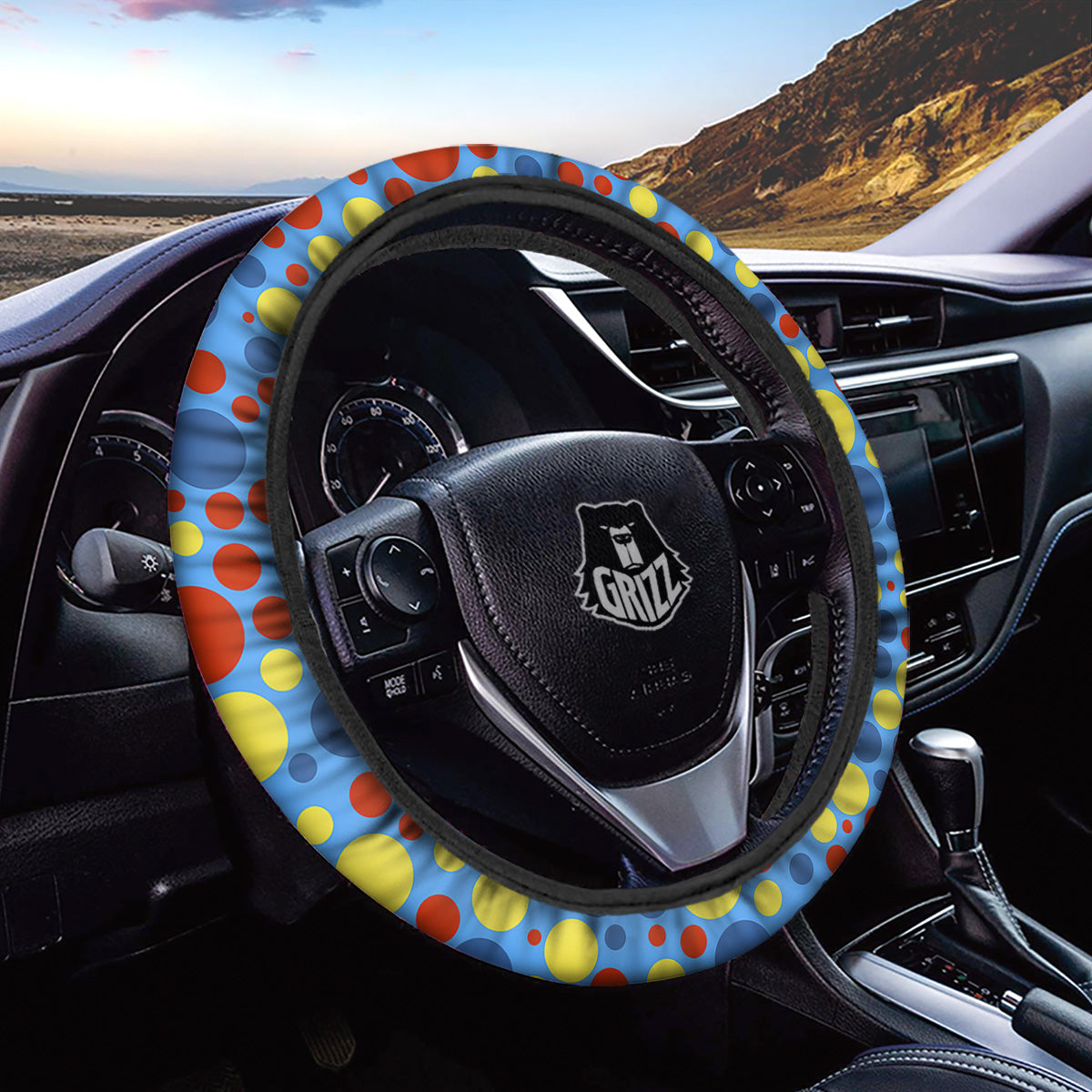 Autism Awareness Dots Color Print Pattern Car Steering Wheel Cover-grizzshop
