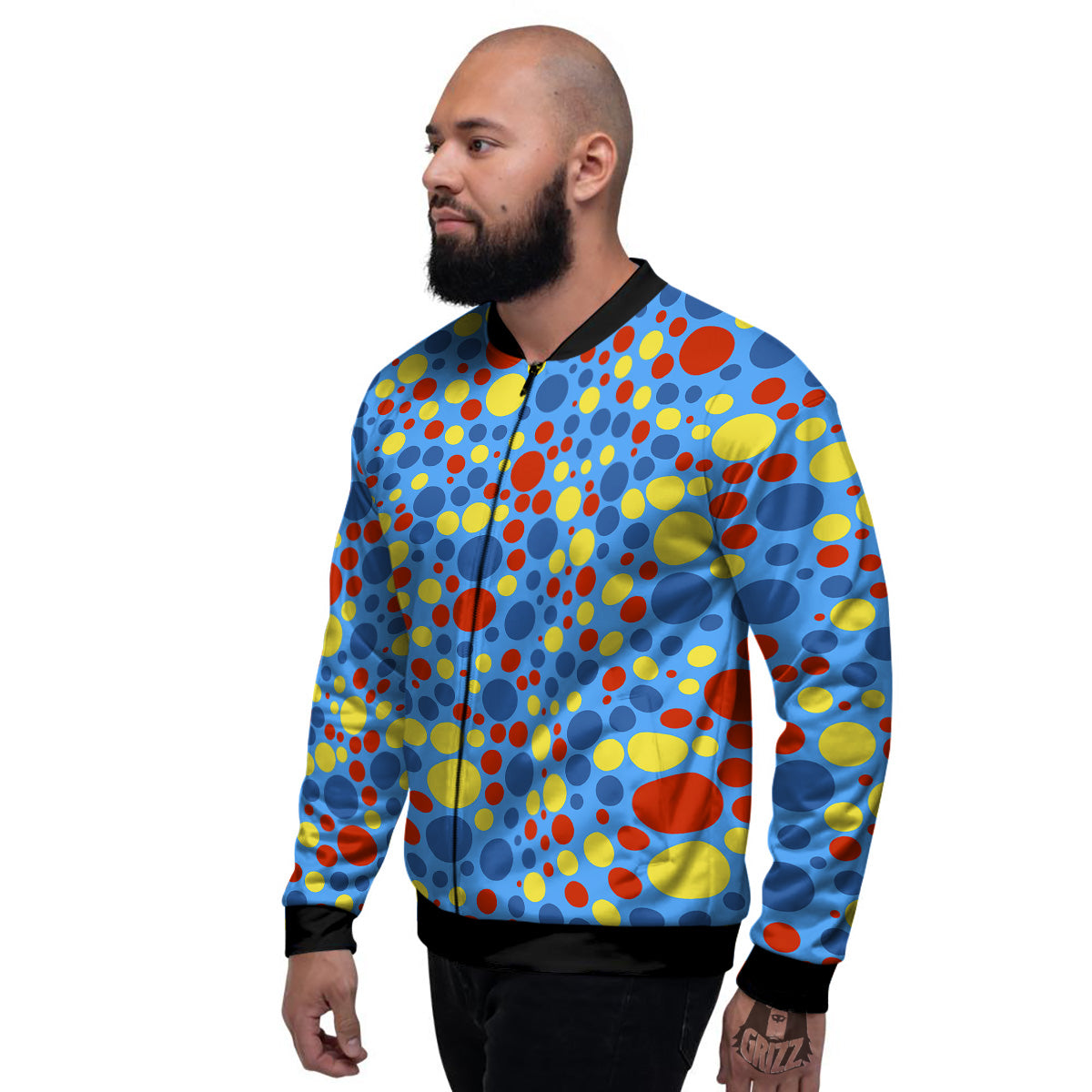 Autism Awareness Dots Color Print Pattern Men's Bomber Jacket-grizzshop