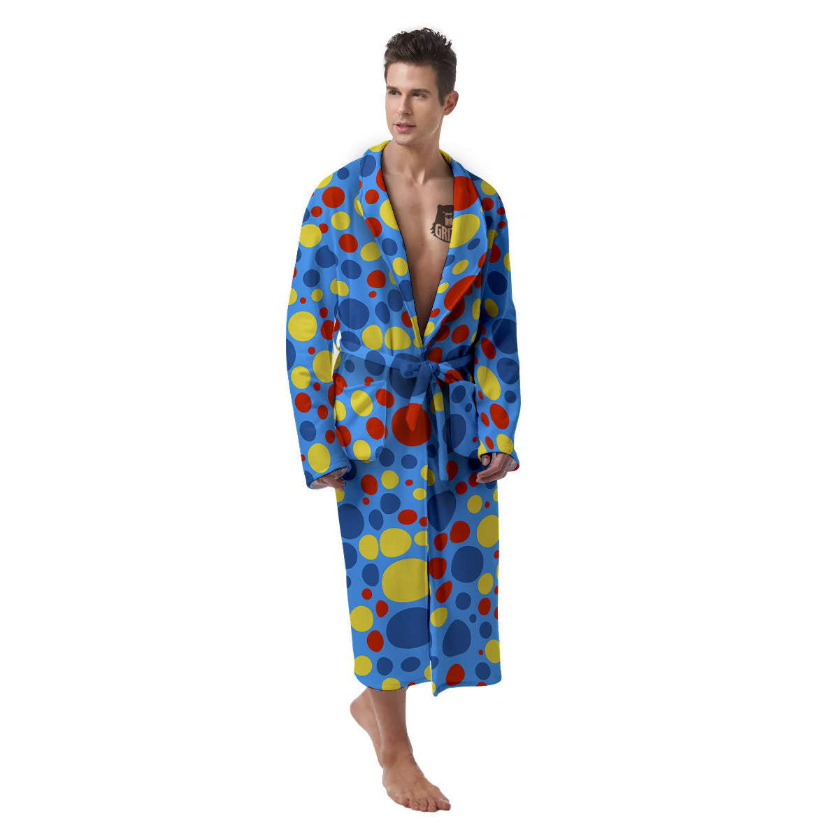Autism Awareness Dots Color Print Pattern Men's Robe-grizzshop