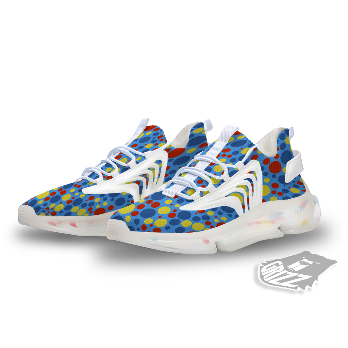 Autism Awareness Dots Color Print Pattern White Gym Shoes-grizzshop
