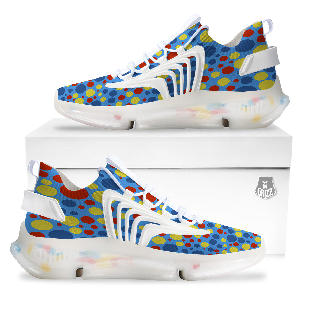 Autism Awareness Dots Color Print Pattern White Gym Shoes-grizzshop