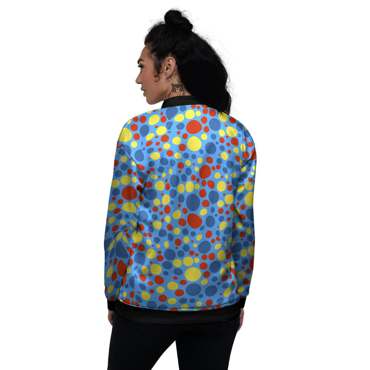 Autism Awareness Dots Color Print Pattern Women's Bomber Jacket-grizzshop