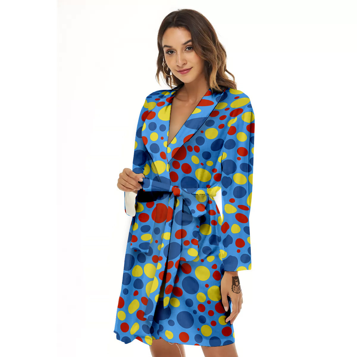 Autism Awareness Dots Color Print Pattern Women's Robe-grizzshop