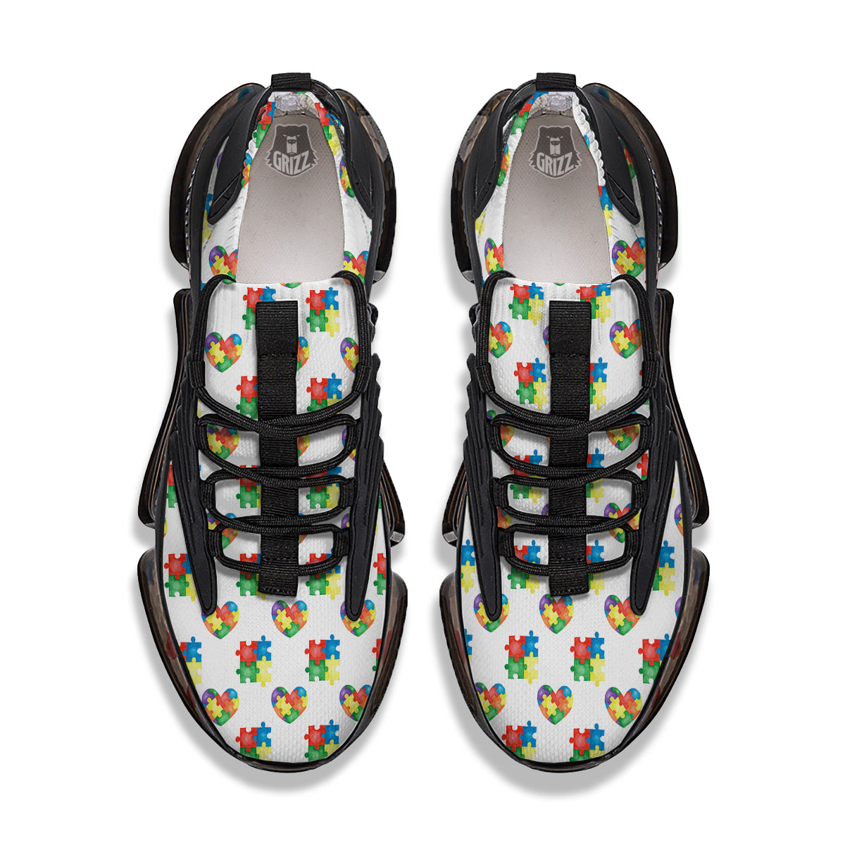 Autism Awareness Heart Print Pattern Black Gym Shoes-grizzshop