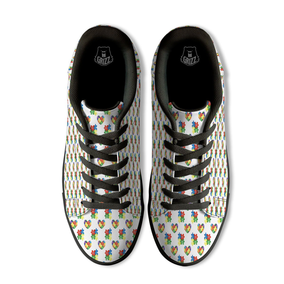 Autism Awareness Heart Print Pattern Black Low Top Sneakers-grizzshop
