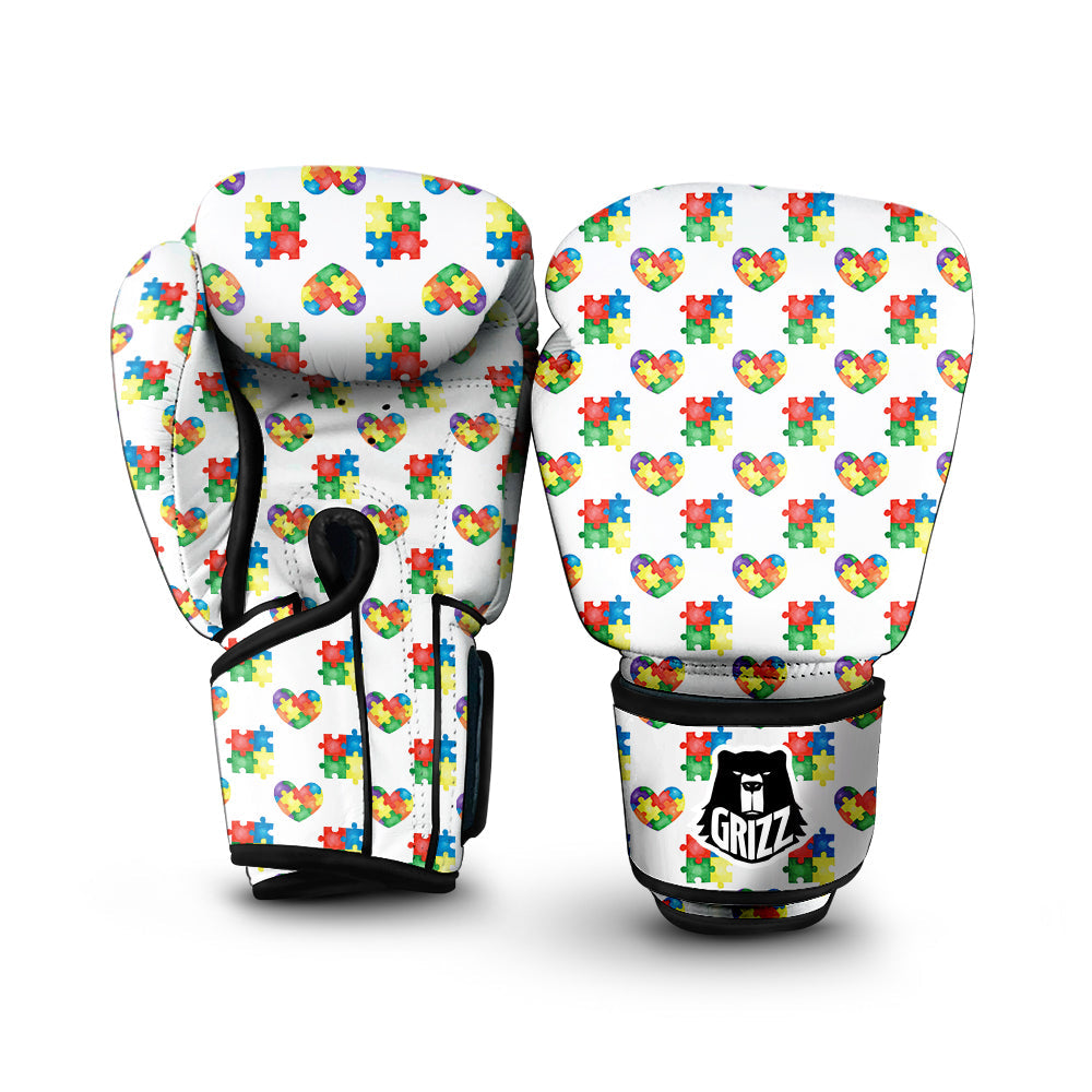 Autism Awareness Heart Print Pattern Boxing Gloves-grizzshop