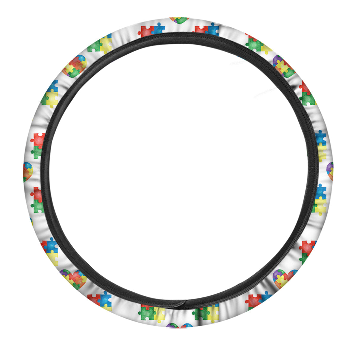 Autism Awareness Heart Print Pattern Car Steering Wheel Cover-grizzshop