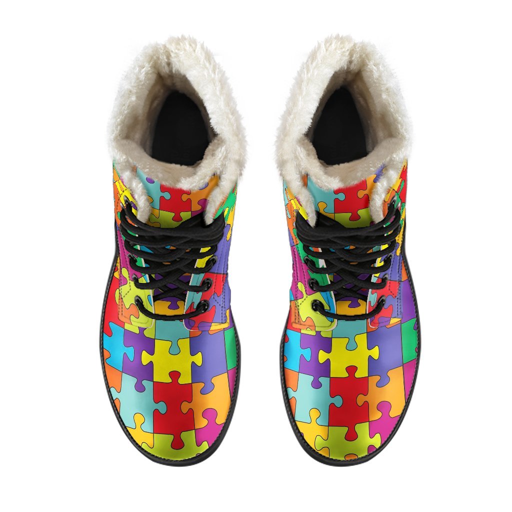 Autism Awareness Merchandise Pattern Print Comfy Winter Boots-grizzshop