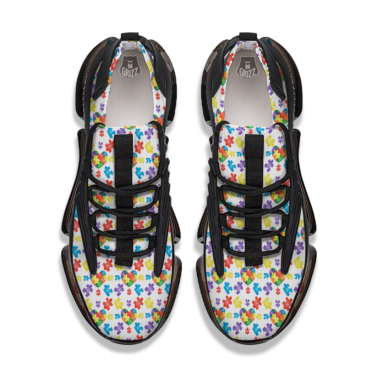 Autism Awareness Print Pattern Black Gym Shoes-grizzshop