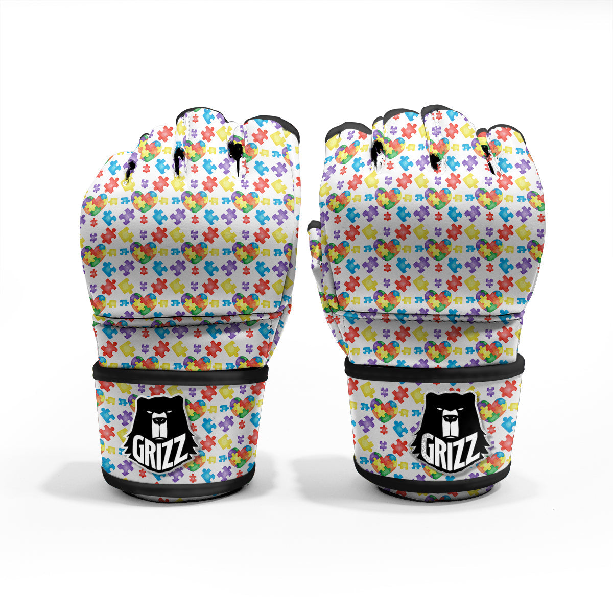 Autism Awareness Print Pattern MMA Gloves-grizzshop