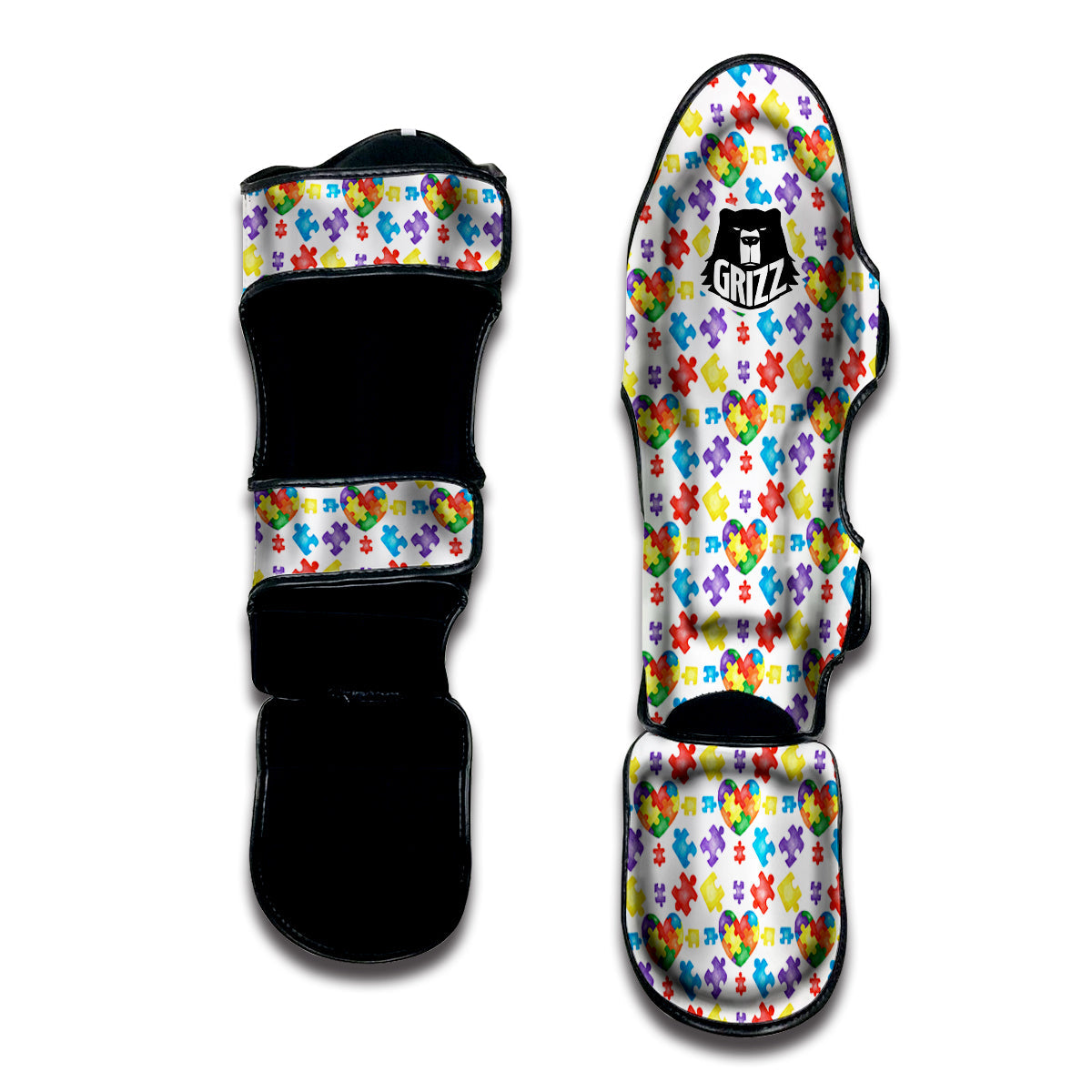 Autism Awareness Print Pattern Muay Thai Shin Guards-grizzshop