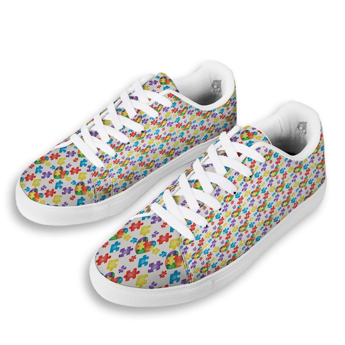 Autism Awareness Print Pattern White Low Top Sneakers-grizzshop