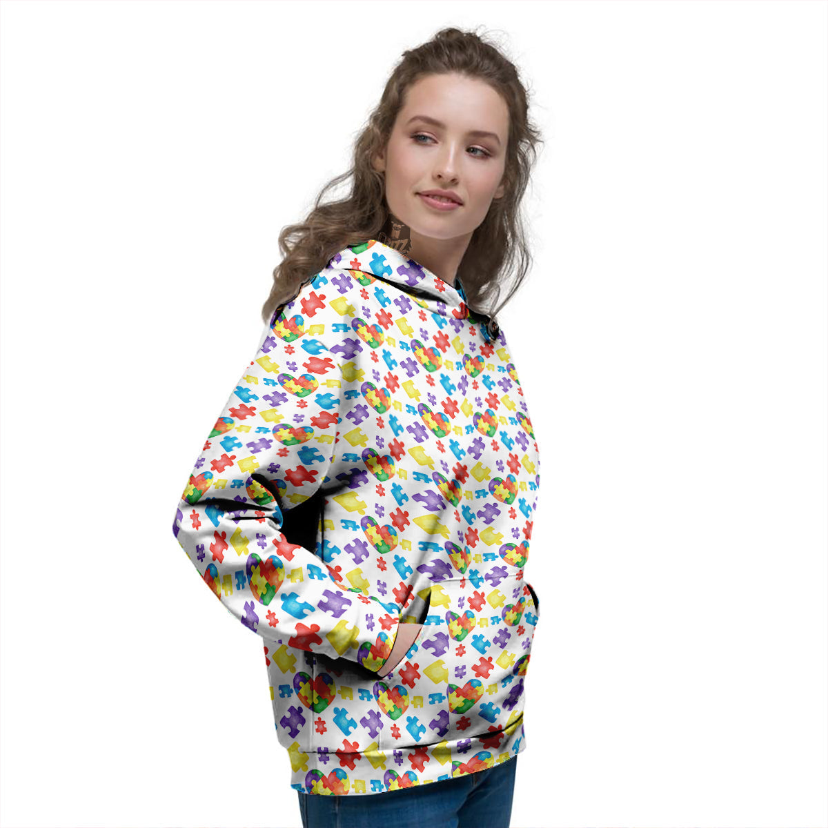 Autism Awareness Print Pattern Women's Hoodie-grizzshop