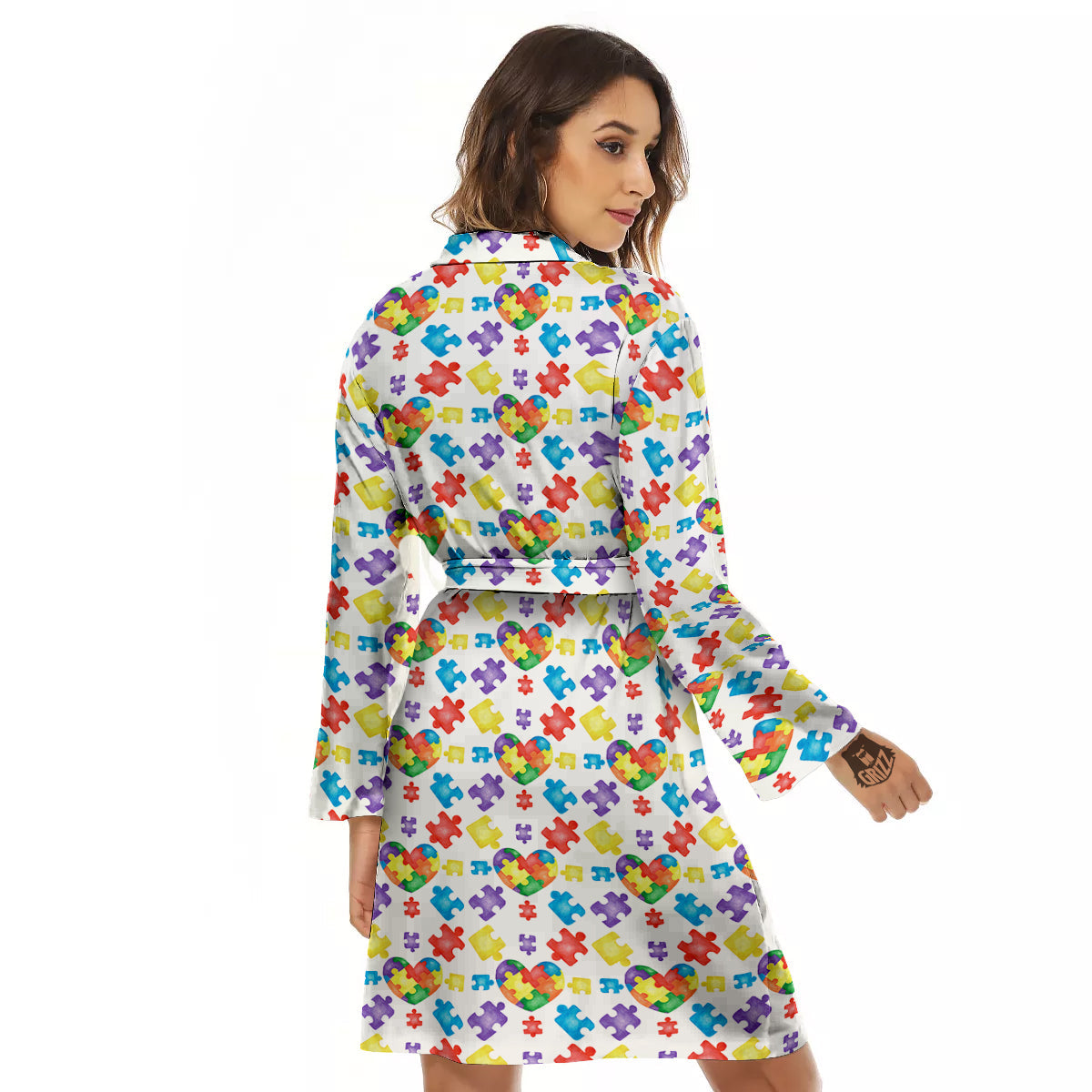 Autism Awareness Print Pattern Women's Robe-grizzshop