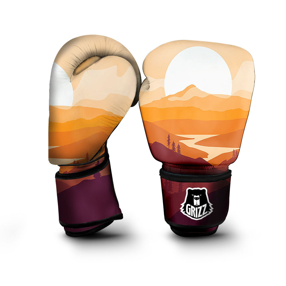 Autumn Mountains Sunset Print Boxing Gloves-grizzshop