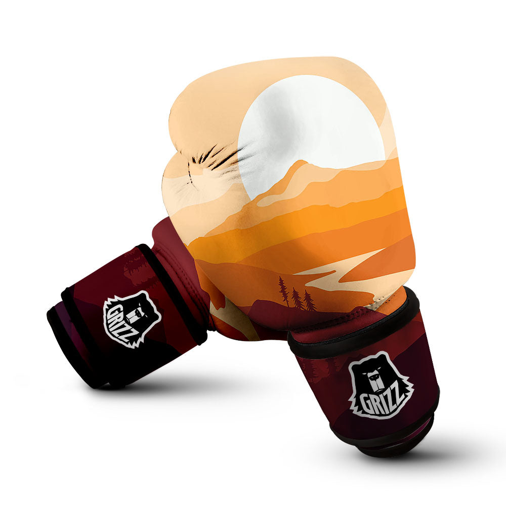 Autumn Mountains Sunset Print Boxing Gloves-grizzshop