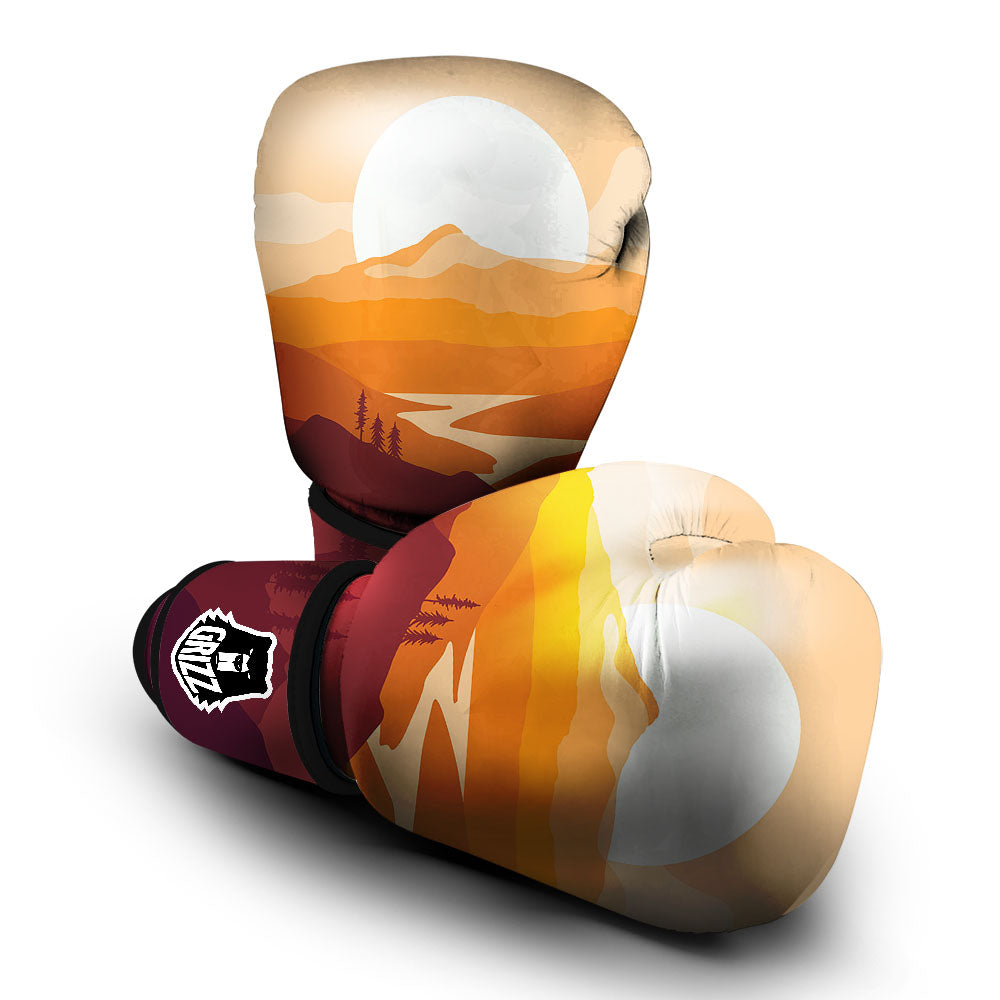 Autumn Mountains Sunset Print Boxing Gloves-grizzshop