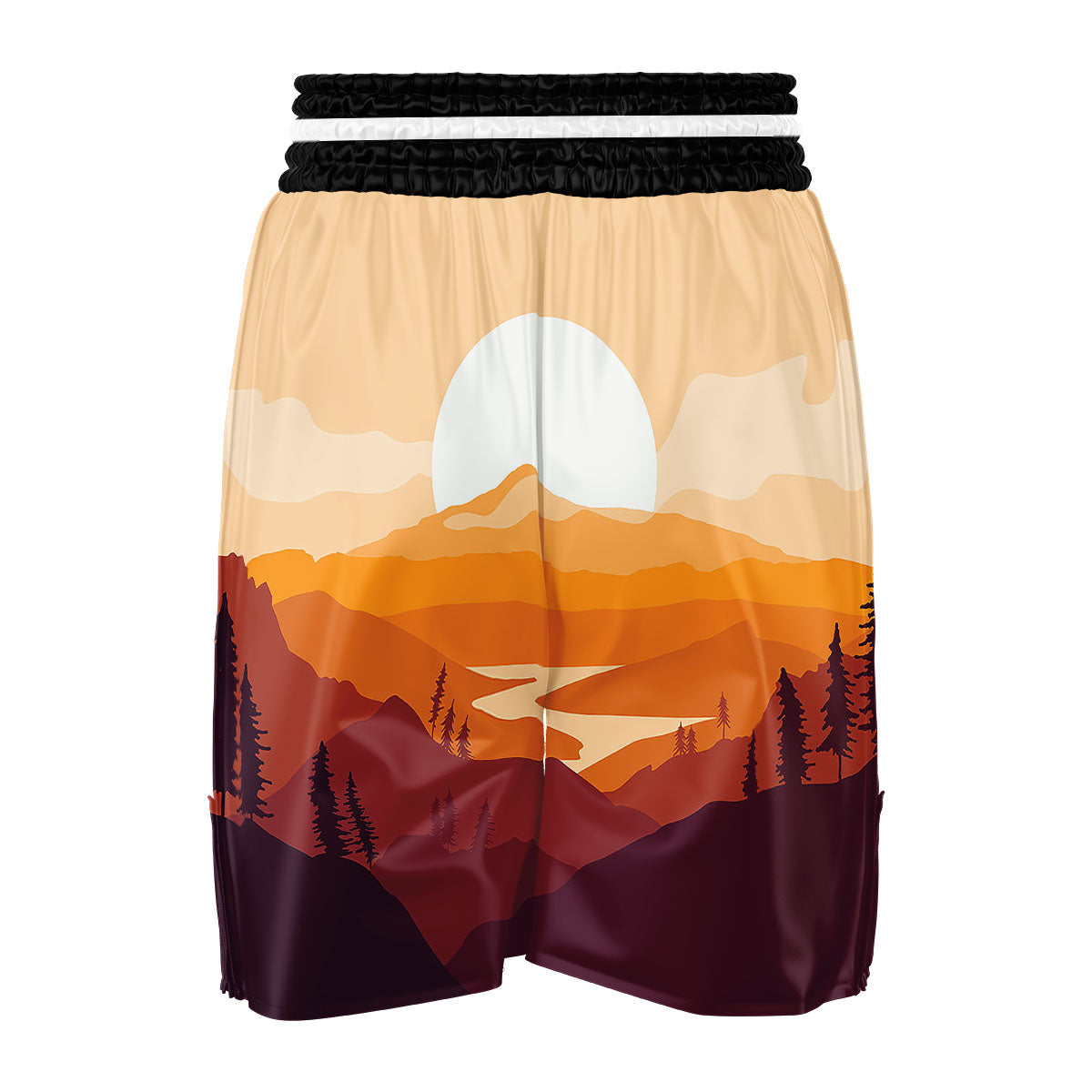 Autumn Mountains Sunset Print Boxing Shorts-grizzshop