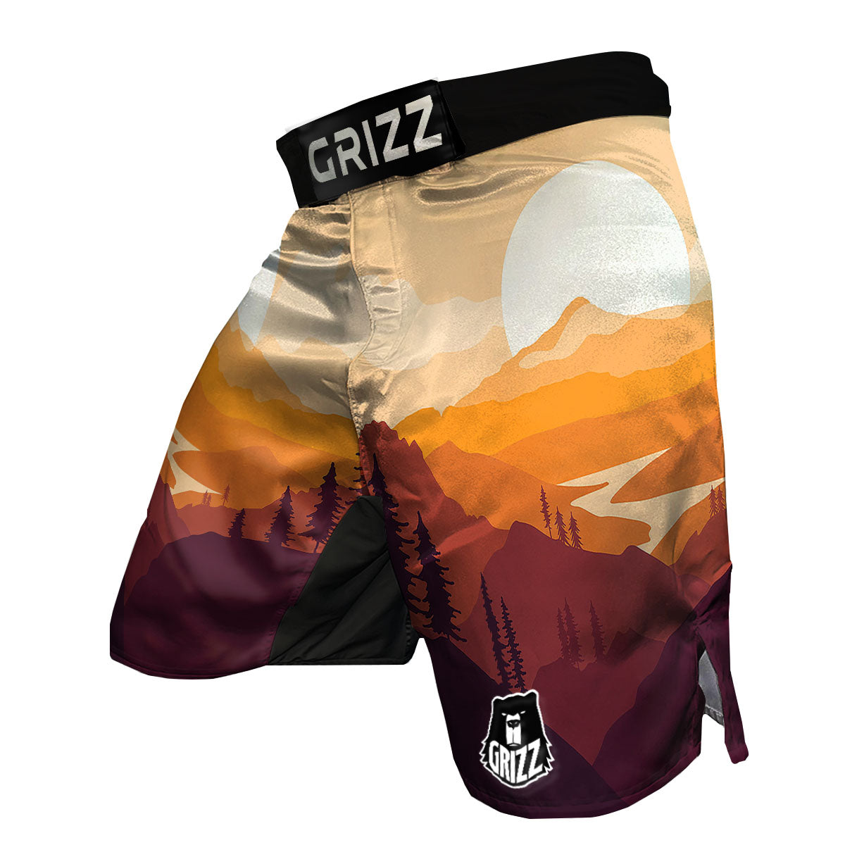 Autumn Mountains Sunset Print MMA Shorts-grizzshop