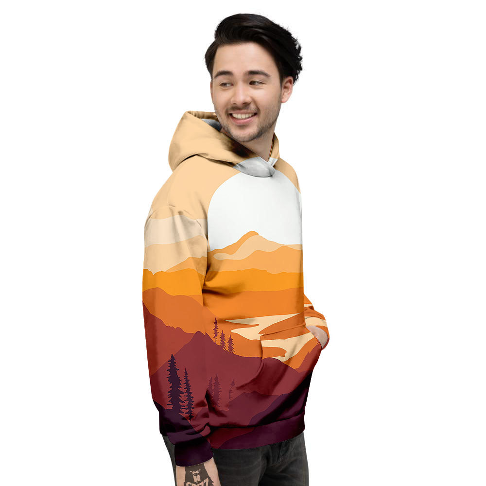 Autumn Mountains Sunset Print Men's Hoodie-grizzshop