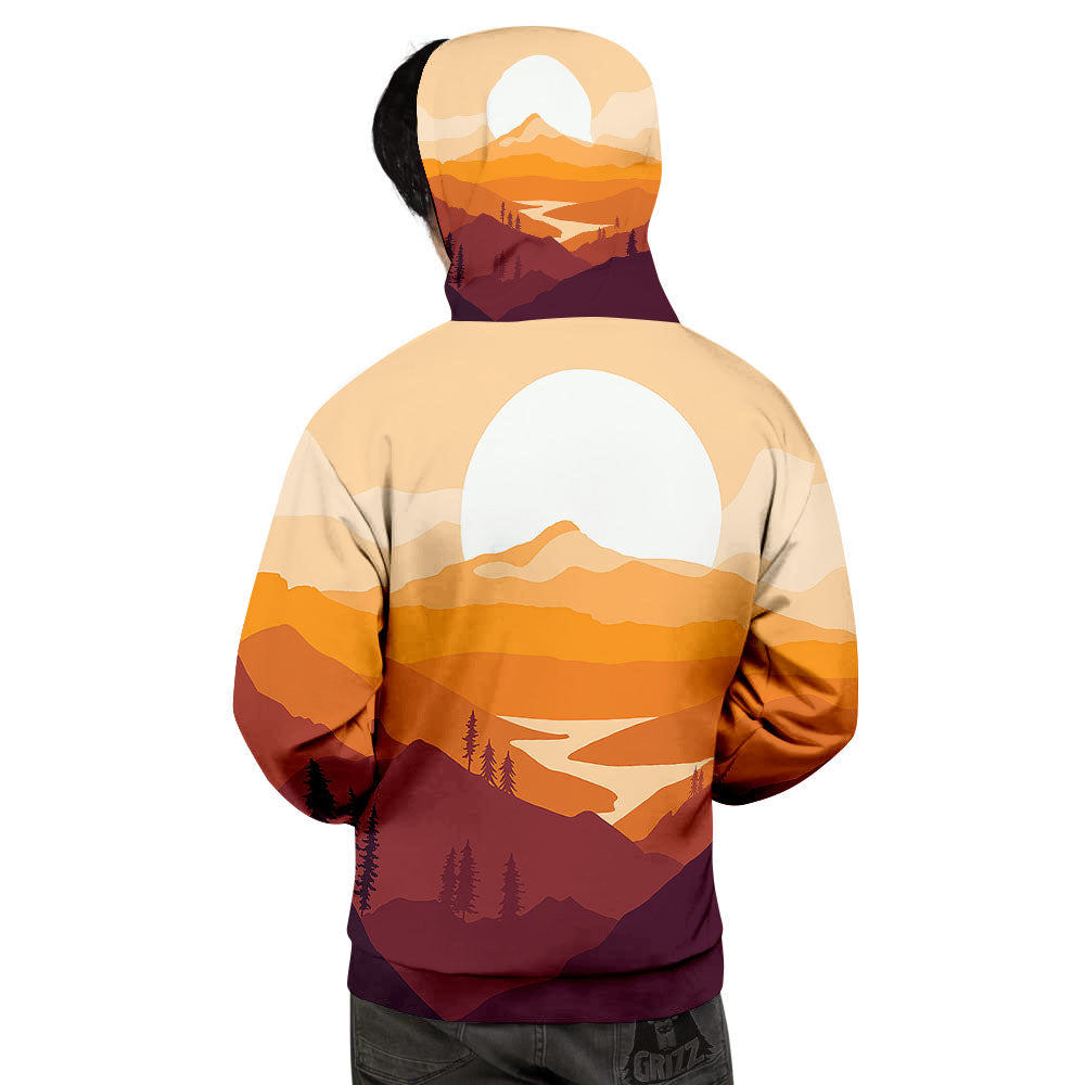 Autumn Mountains Sunset Print Men's Hoodie-grizzshop