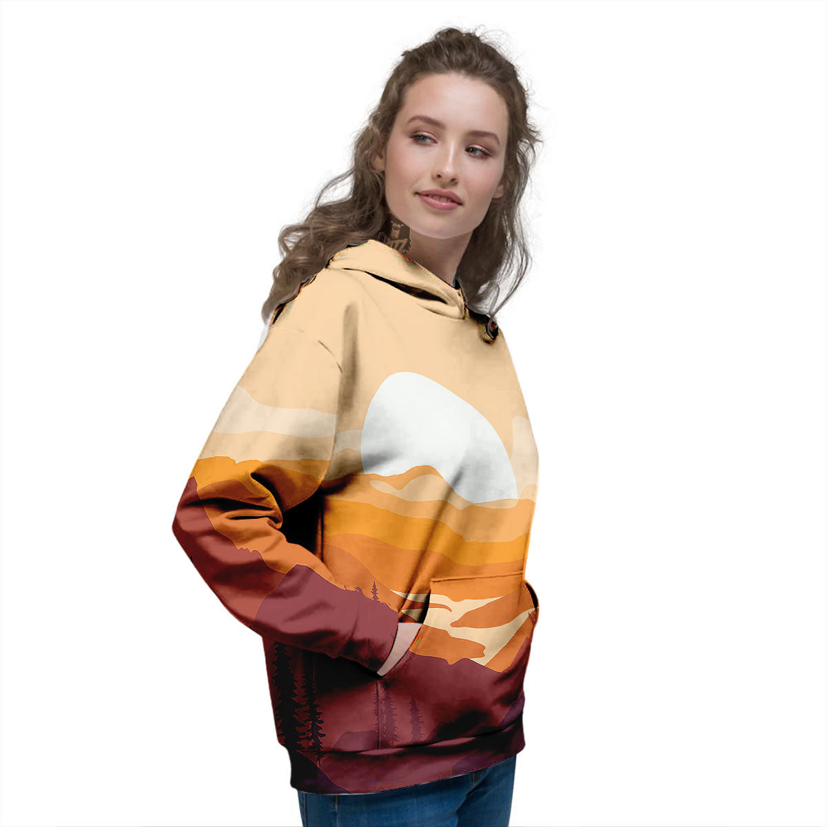 Autumn Mountains Sunset Print Women's Hoodie-grizzshop