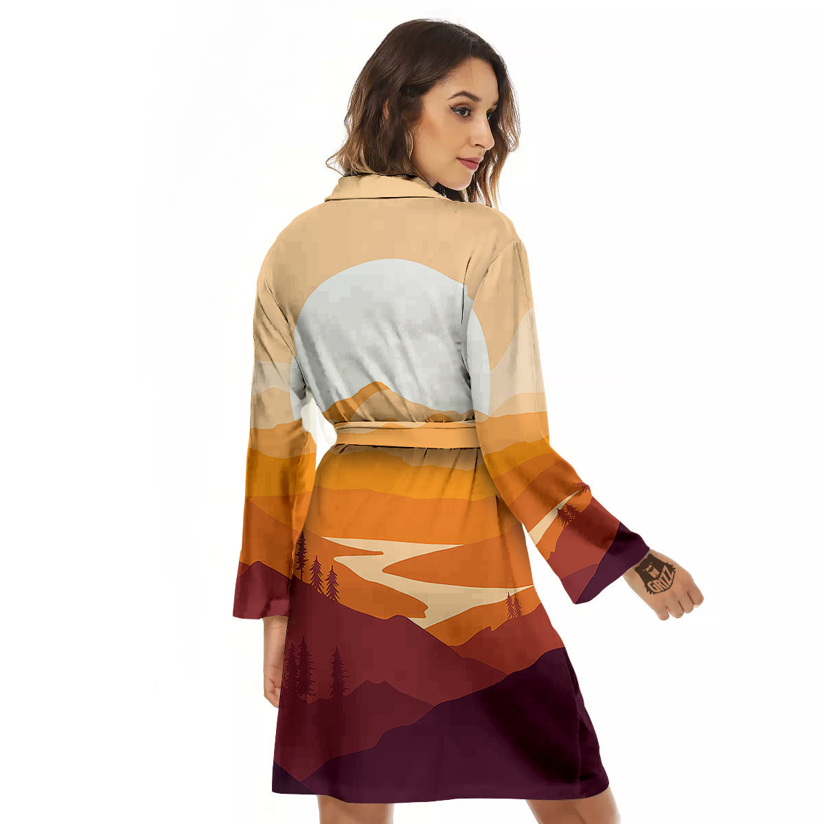 Autumn Mountains Sunset Print Women's Robe-grizzshop