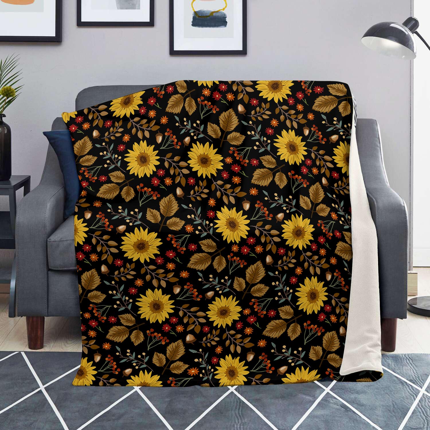 Autumn Sunflower Blanket-grizzshop