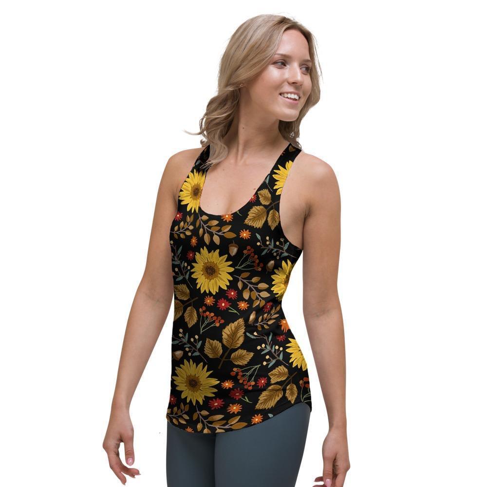 Autumn Sunflower Women's Racerback Tank Top-grizzshop