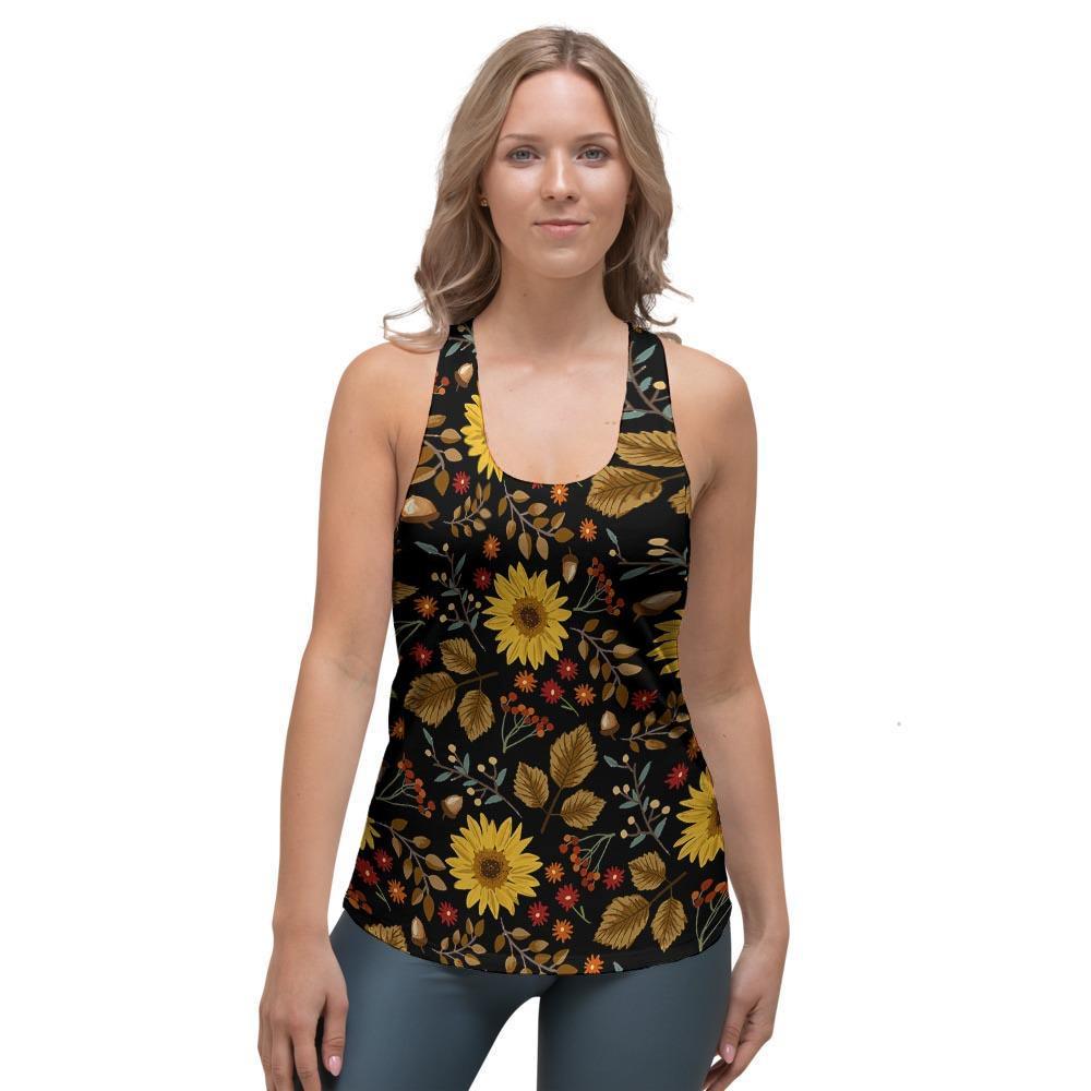 Autumn Sunflower Women's Racerback Tank Top-grizzshop