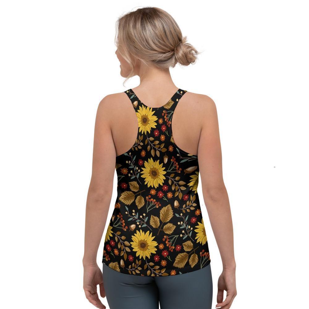 Autumn Sunflower Women's Racerback Tank Top-grizzshop