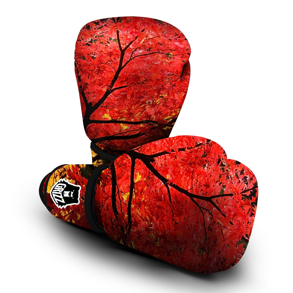 Autumn Trees Red Print Boxing Gloves-grizzshop