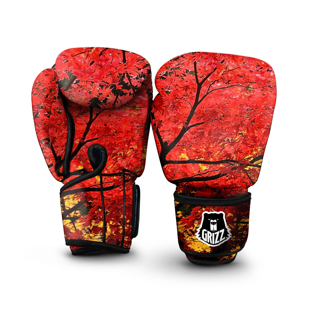 Autumn Trees Red Print Boxing Gloves-grizzshop