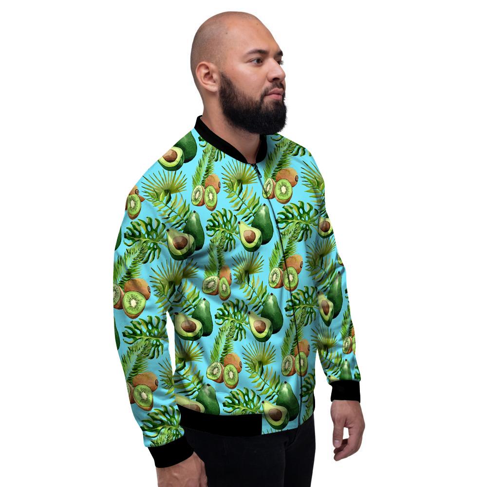 Avocado And Watercolor Kiwi Print Pattern Men's Bomber Jacket-grizzshop