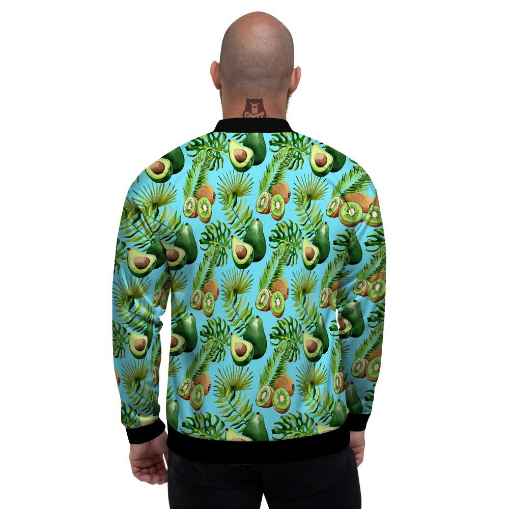 Avocado And Watercolor Kiwi Print Pattern Men's Bomber Jacket-grizzshop