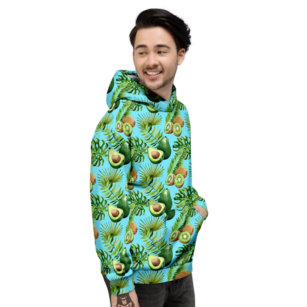 Avocado And Watercolor Kiwi Print Pattern Men's Hoodie-grizzshop