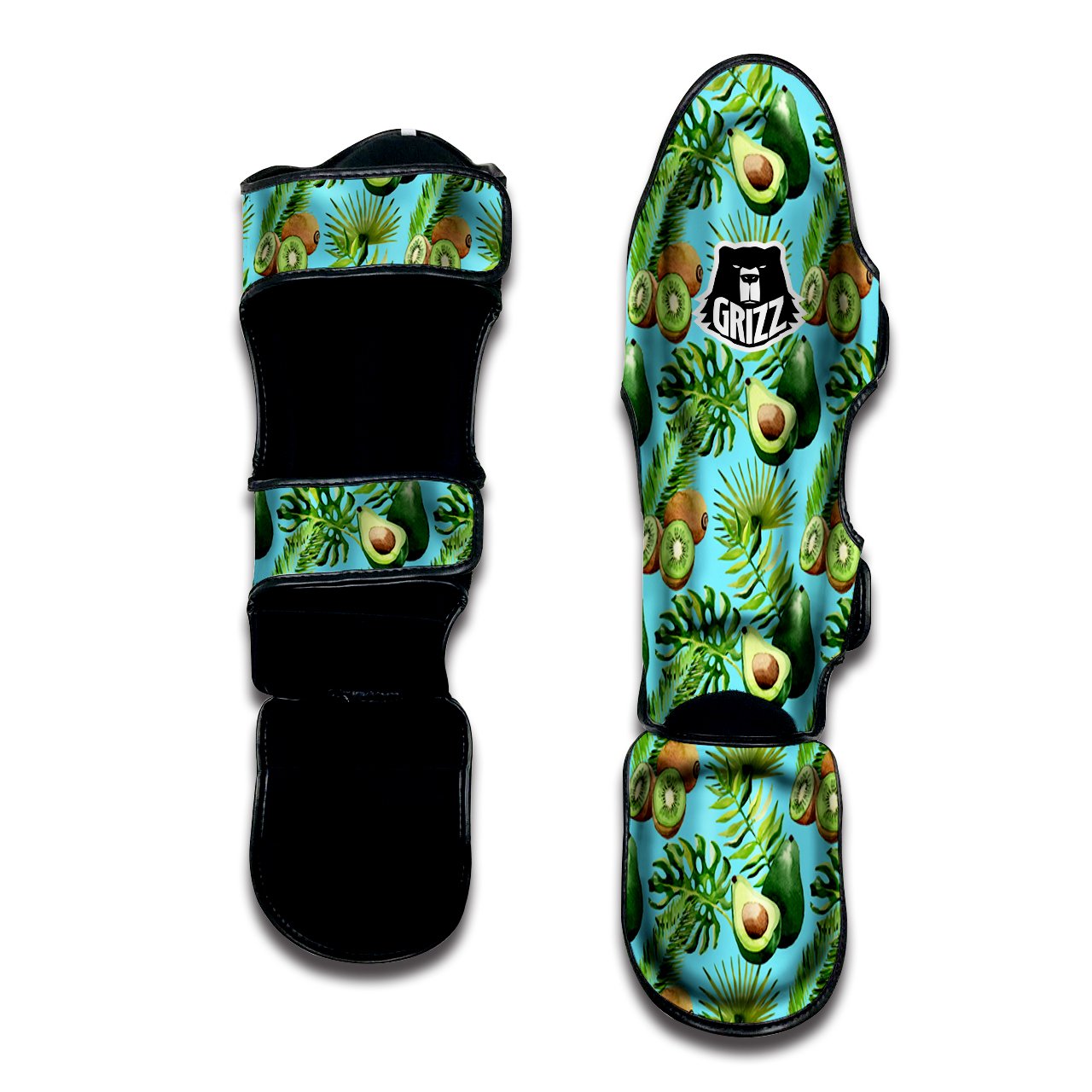 Avocado And Watercolor Kiwi Print Pattern Muay Thai Shin Guards-grizzshop