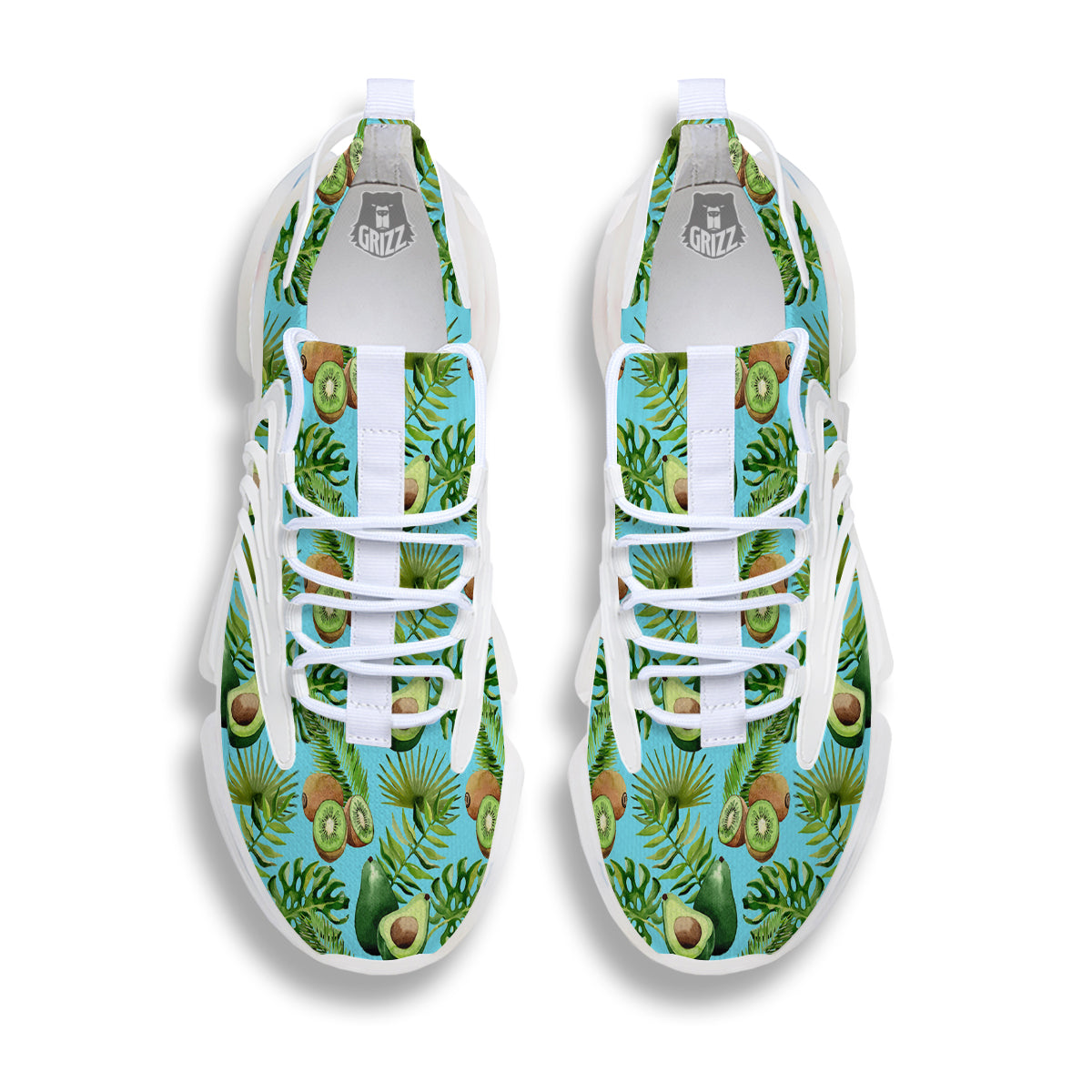 Avocado And Watercolor Kiwi Print Pattern White Gym Shoes-grizzshop