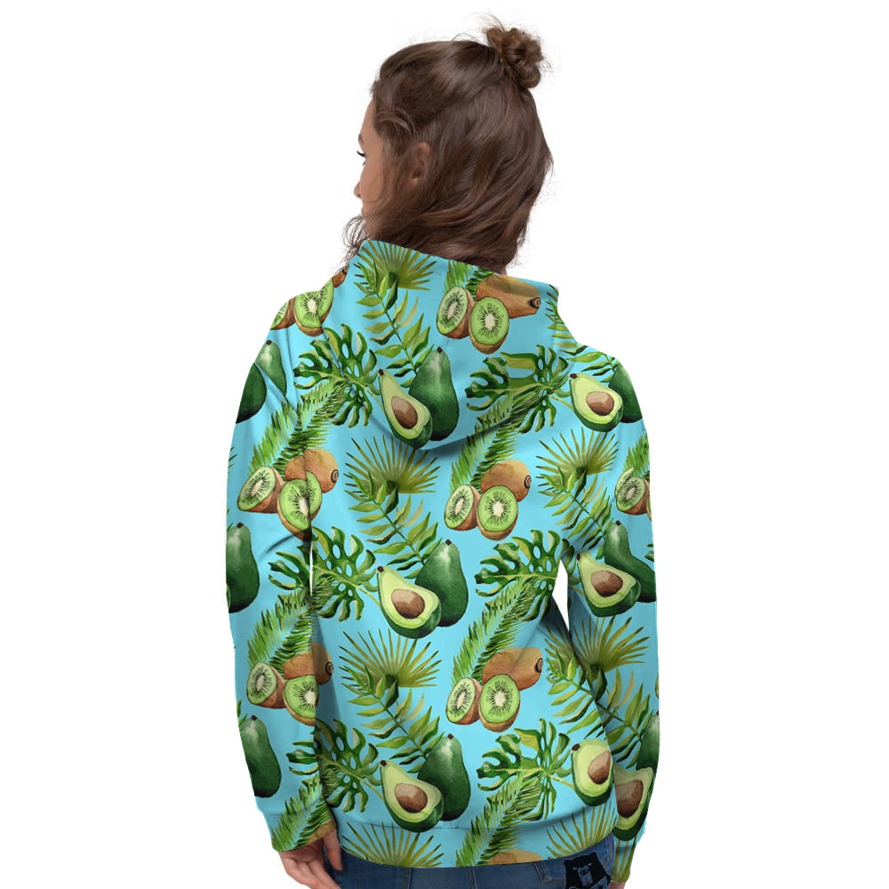Avocado And Watercolor Kiwi Print Pattern Women's Hoodie-grizzshop