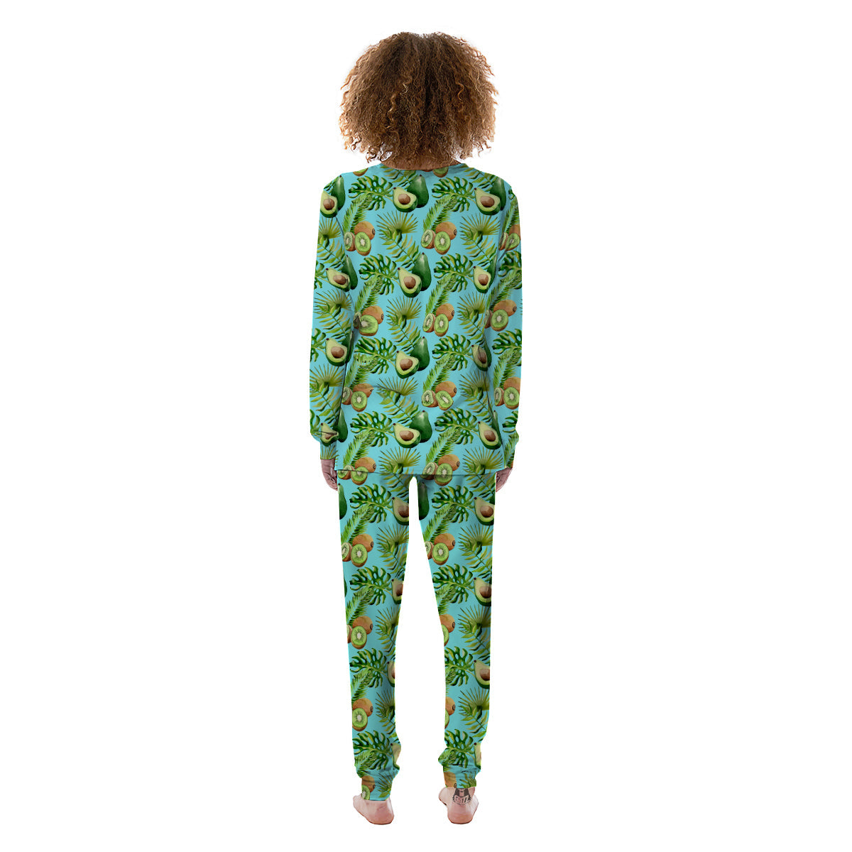 Avocado And Watercolor Kiwi Print Pattern Women's Pajamas-grizzshop