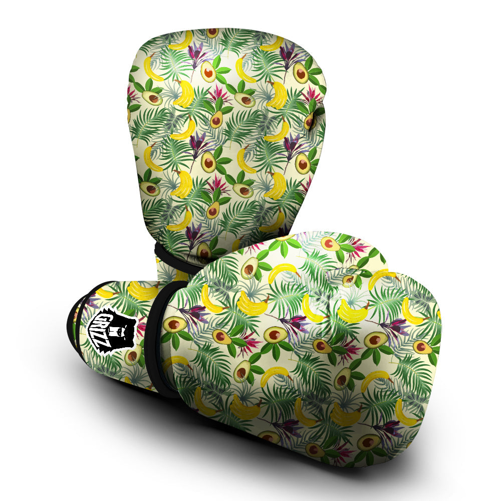 Avocado Banana Leaf Print Pattern Boxing Gloves-grizzshop